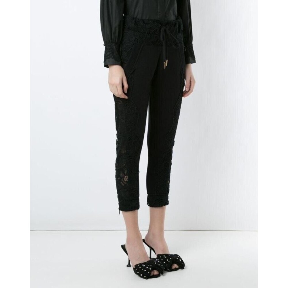 Andrea Bogosian Track Pants NWT Black Lace Suzanne Trousers Retail $477 Size S - Picture 5 of 8